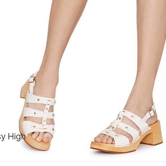 Women's Swedish Hasbeens Handmade Brassy High Sandals Size 38 White Sandals - Picture 4 of 16